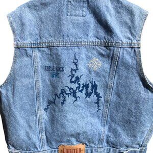 Table Rock Lake Upcycled Denim Vest Painted Sleeveless Jacket Junior Size 14